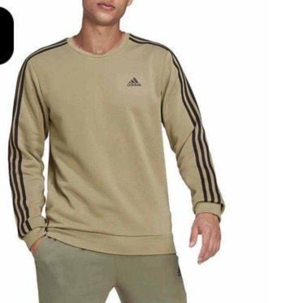 Adidas Primegreen 3-Stripe Fleece Crew Neck Sweatshirt Olive Green Mens Large